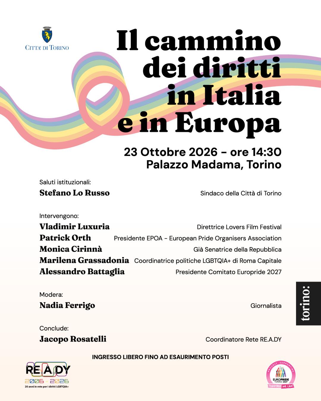 A Torino l’assemblea nazionale della rete RE.A.DY. e il convegno sui diritti in Italia e in Europa
