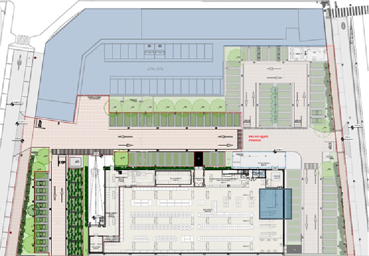 In via Botticelli un edificio commerciale con nuovi parcheggi e aree verdi