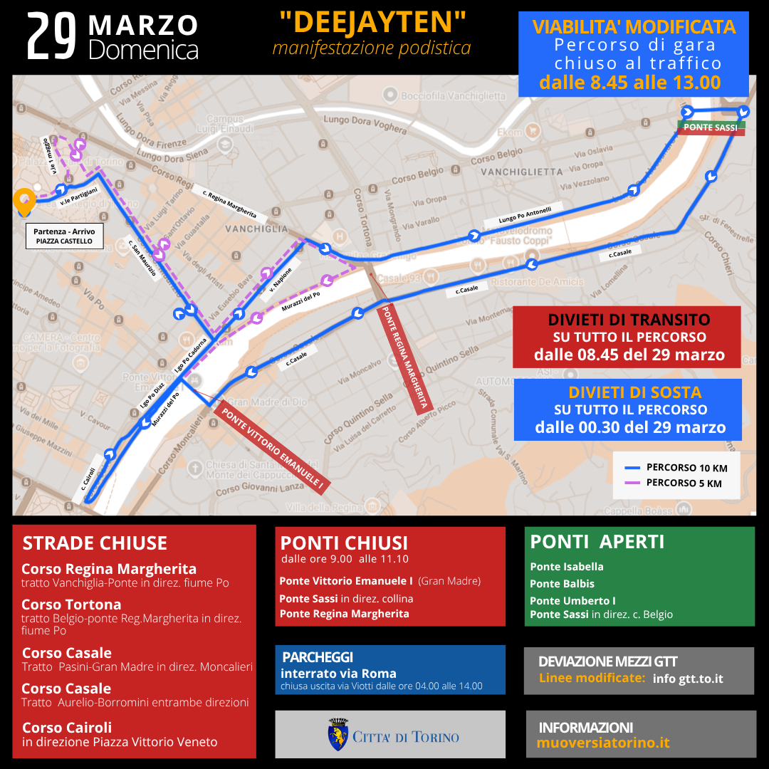 Domenica 29 marzo si corre la Deejay Ten. Previste modifiche viabili